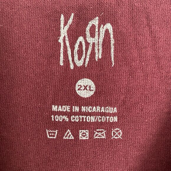 Official KoRn T-shirt Men 2XL Burgundy Graphic Print Mad Engine Nu Metal - Picture 5 of 5
